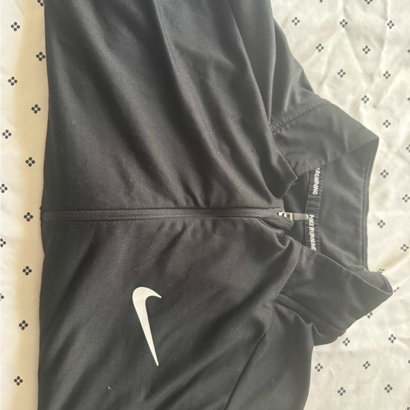 Nike Black Long Sleeve Athletic Quarter-Zip Top with White Swoosh - Picture 7 of 7
